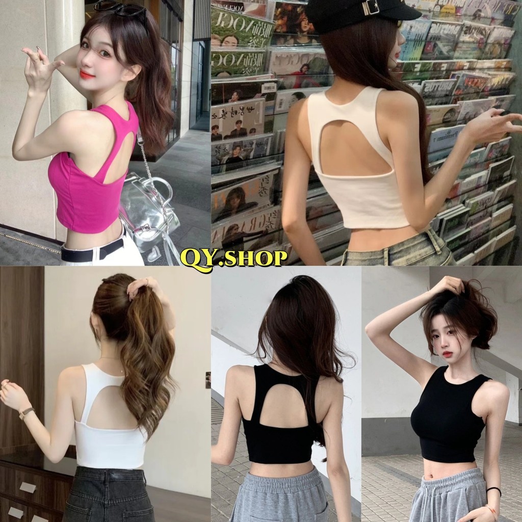 QY.Shop สินค้าราคาพิเศษ พร้อมส่ง เสื้อกล้าม มีฟองน้ำ เว้าหลัง "FY622" -H