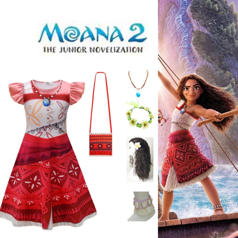 Movie Moana Cosplay Costume Dress for Kids Girl Halloween Party