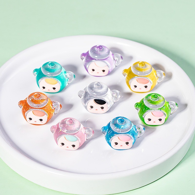 ไมโครภูมิทัศน์เรซิ่นการ์ตูนส่องสว่างใสกาต้มน้ําสร้างสรรค์ ทําเอง ครีมกาวเคสโทรศัพท์พวงกุญแจเครื่องประดับ - รูปที่ 2