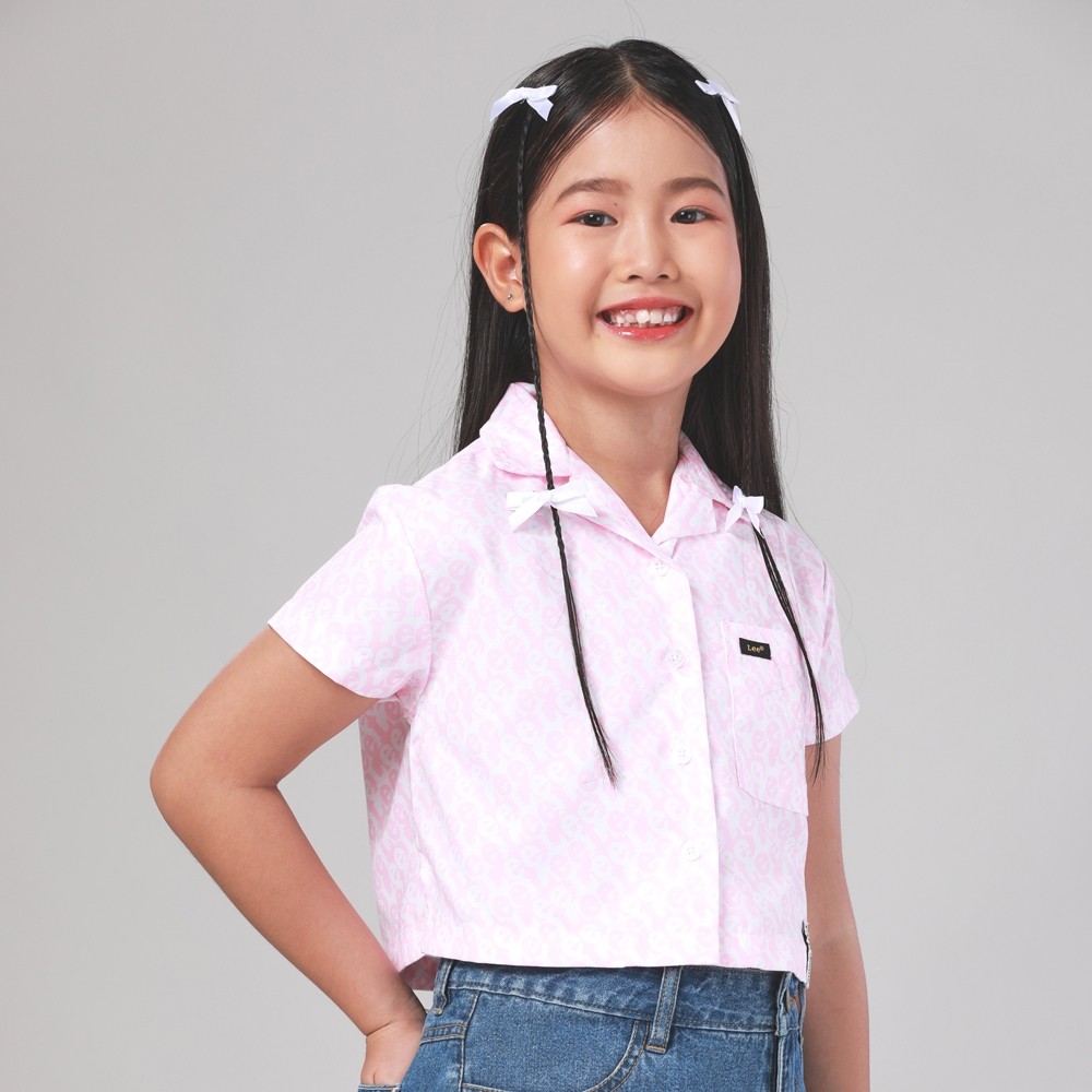 LEE KIDS เสื้อเชิ้ตแขนสั้นเด็กผู้หญิง Regular รุ่น LK S424GSHSN82 สีชมพู