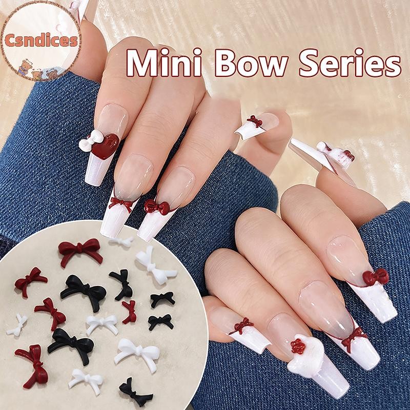 Csndices 50 ชิ้น Mini Bow เล็บ Ch Bulk Mix 3D Bowknot เล็บอุปกรณ์ตกแต่งสําหรับ DIY เล็บเกาหลีออกแบบ TH