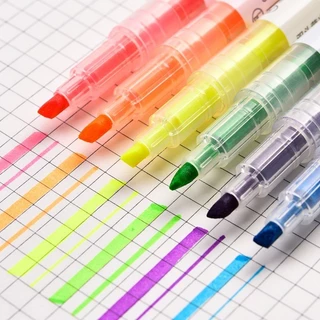 ปากกาไฮไลท์ ปากกาเน้นข้อความ มาร์กเกอร์ 2 หัว 6 สี นีออน ขีดเน้นข้อความได้ง่าย