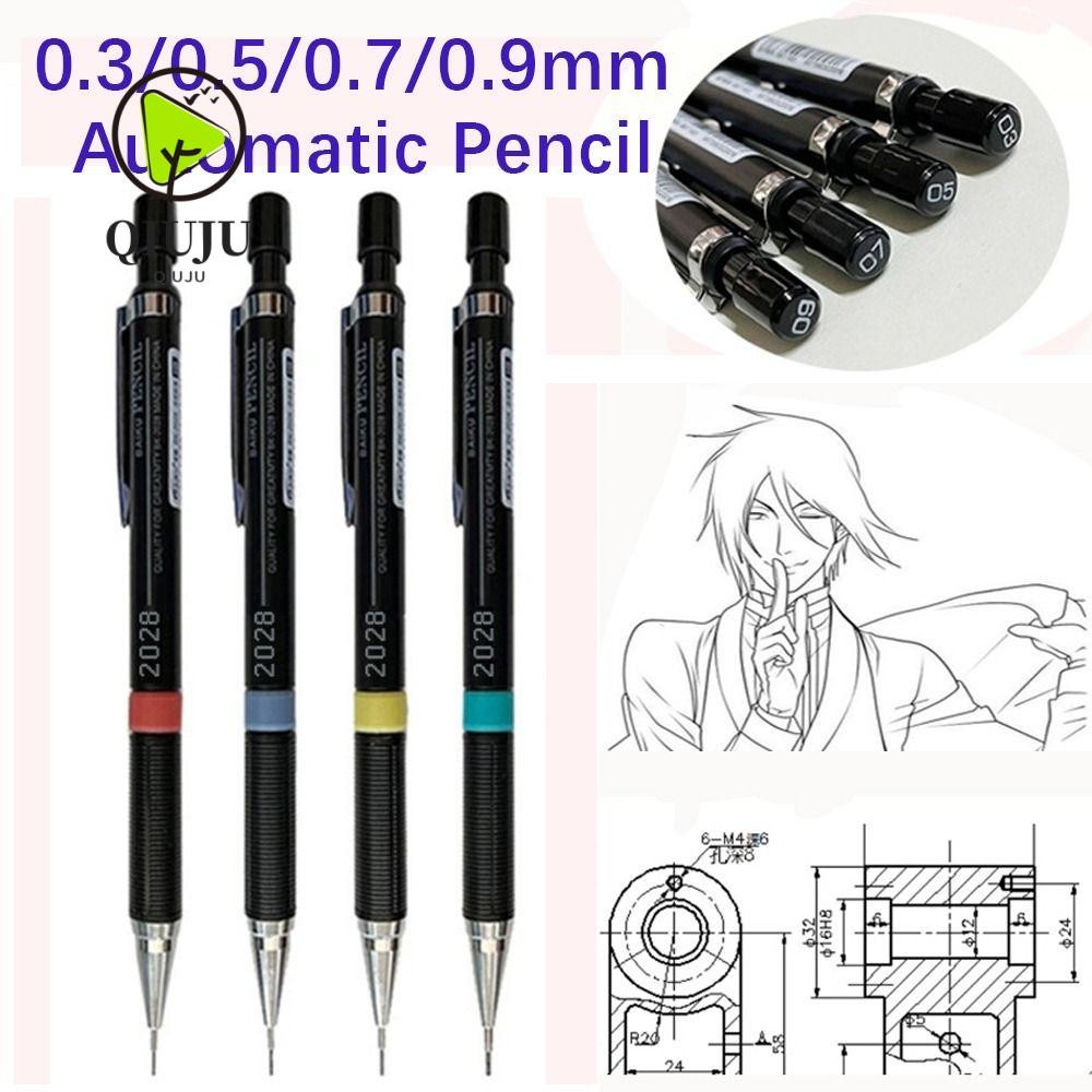 Qiuju ดินสอกด พลาสติก แรงโน้มถ่วงต่ํา 0.3 0.5 0.7 0.9 มม. สําหรับวาดภาพ นักเรียน
