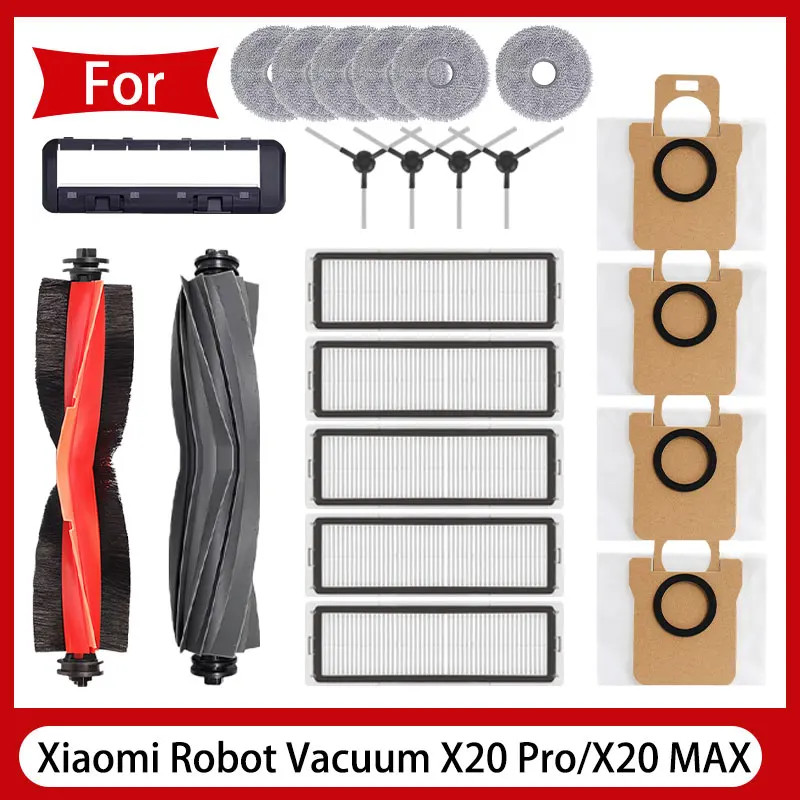 Xiaomi Robot Vacuum X20 Max / X20 Pro / D109GL / D102GL อุปกรณ์เสริม แปรงด้านข้างลูกกลิ้งหลัก,ตัวกรอง ,ถุงเก็บฝุ่น