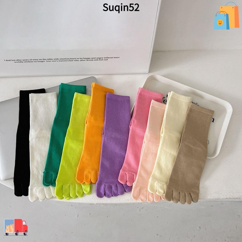 Suqin52ถุงเท้าแยกนิ้วเท้า,ถุงเท้าห้านิ้วผ้าฝ้ายแท้ระบายอากาศ,แฟชั่นสีสดใสการดูดซึมเหงื่อ Netherstock Motion