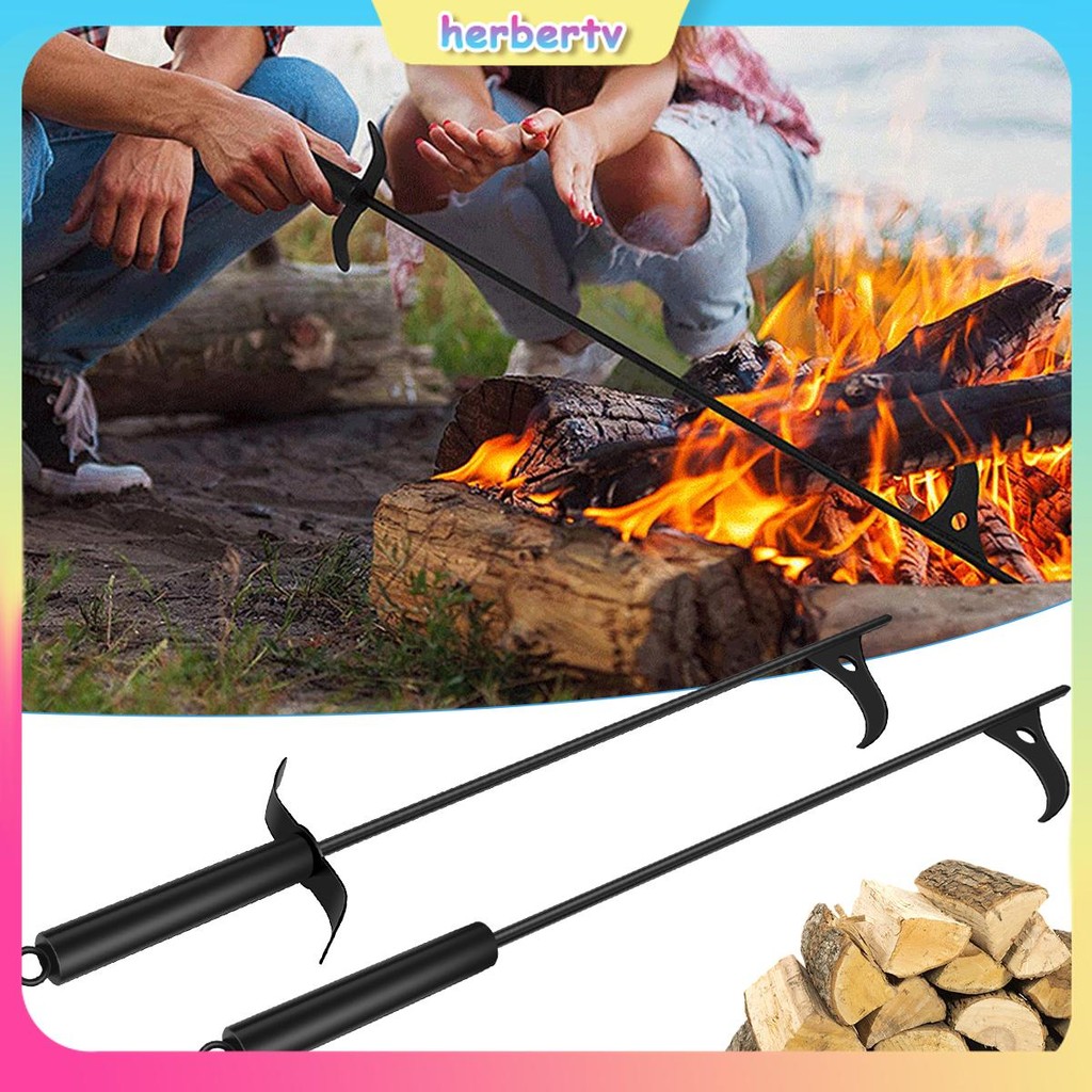 Fire Pit Poker 40 นิ้วยาวพิเศษ Heavy Duty Wrought Steel Fire Poker เหล็ก Campfire Poker Black Fire P