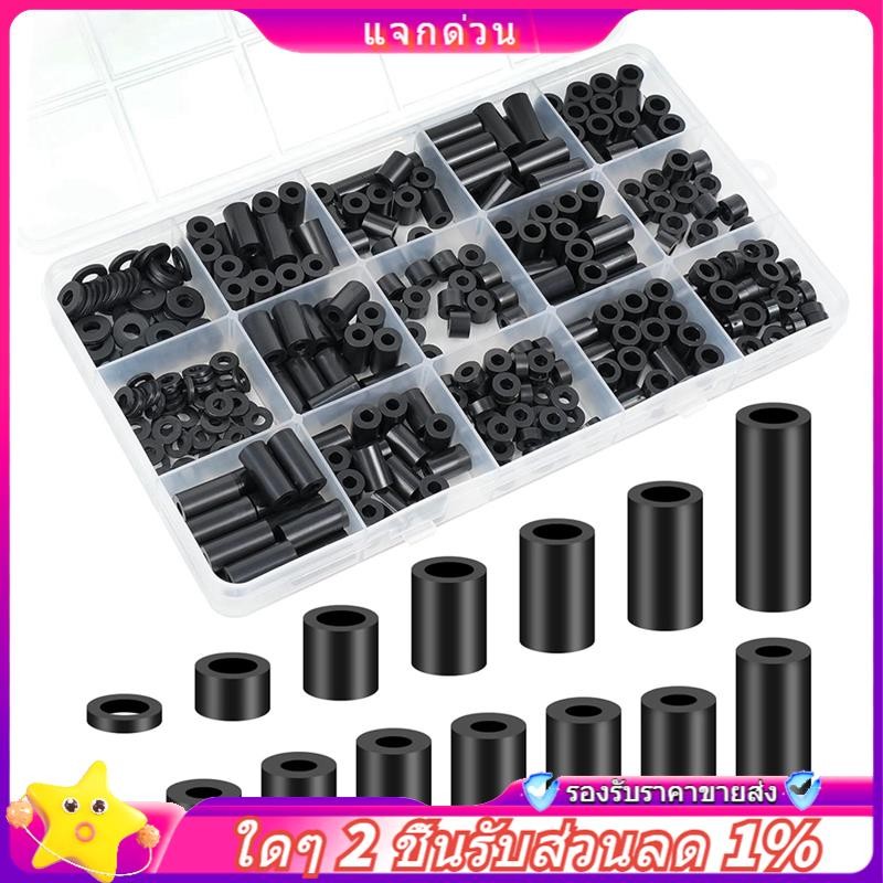 ในสต็อก-nylon Spacers,พลาสติก Spacers เครื่องซักผ้า Assortment Kit 345 ชิ้นไฟฟ้า Outlet สกรู, M3 M4 สีดํารอบ Spacer ชุด
