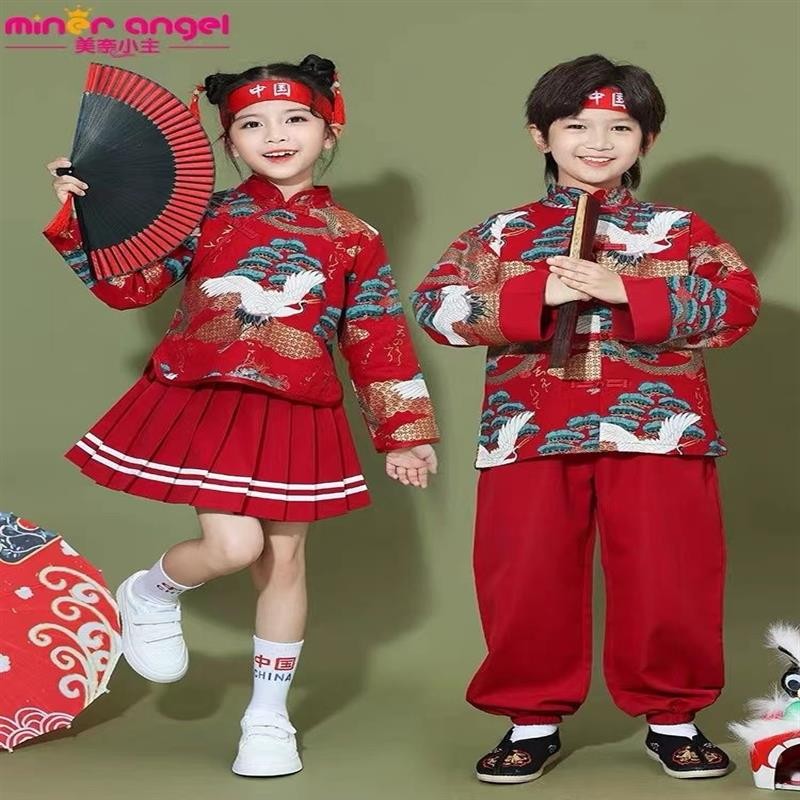 ใหม่สไตล์จีน Hanfu ชุดนักเรียนเด็ก Tang Tong Cheongsam ชุดเชียร์ลีดเดอร์