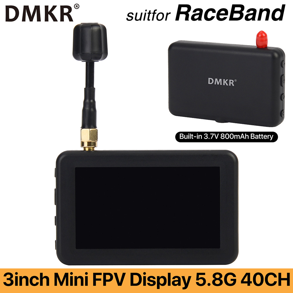 DMKR 5.8G 40CH Mini Monitor 3 นิ้วหน้าจอ LCD แบตเตอรี่ในตัวอัตโนมัติค้นหาเสาอากาศสําหรับ RC รุ่นเครื่องบินอุปกรณ์เสริม