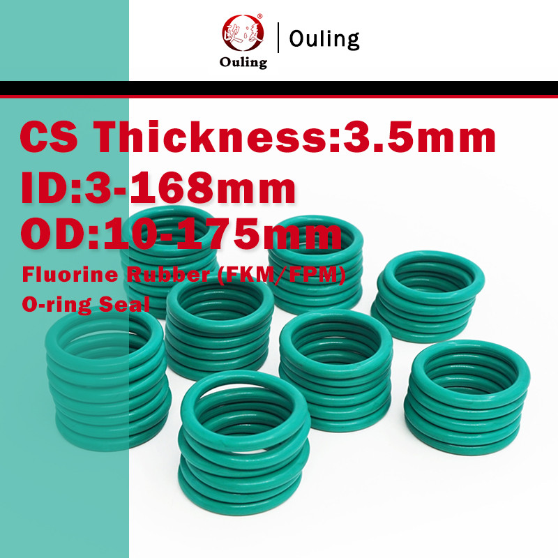 Ouling CS3.5 มม.O-Ring ID3-168 OD10-175 มม.สีเขียว FPM Fluororubber Fluorine ยาง FKM แหวนปิดผนึกความ