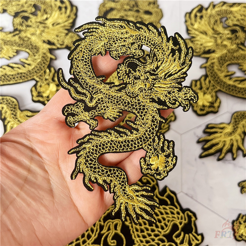 ♥ แพทช์เหล็กบนมังกรทองใหญ่ ♥ 1 ชิ้น DIY เย็บบนเหล็กบนป้ายแพทช์ - รูปที่ 4