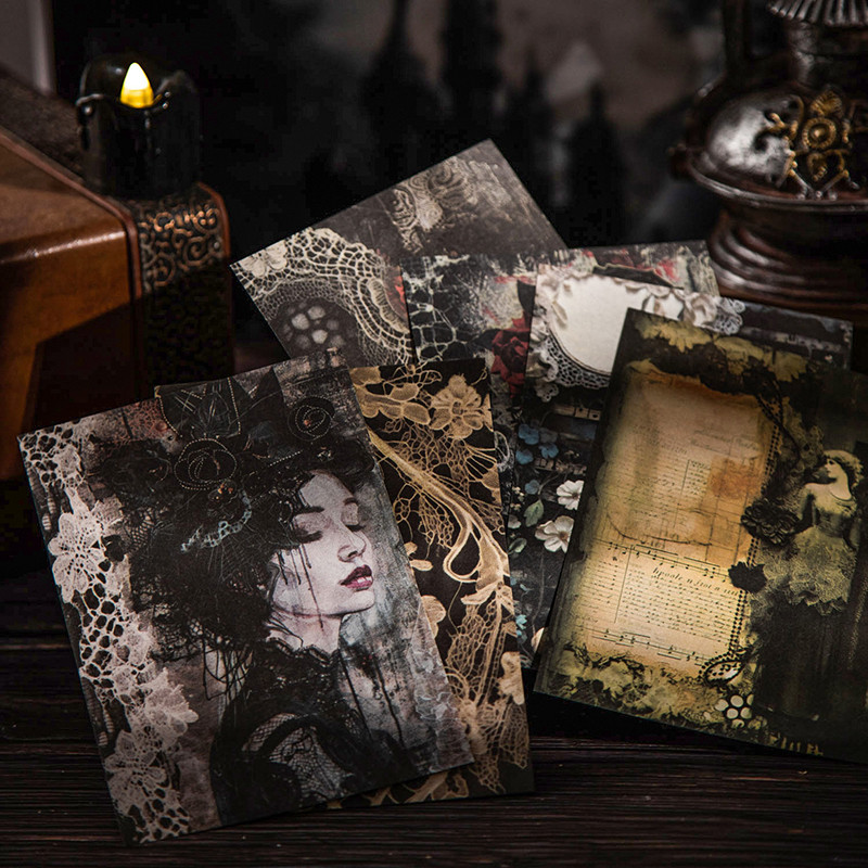 Journal Go 30 ชิ้น Gothic ลูกไม้วัสดุกระดาษ Collage กระดาษตกแต่ง Scrapbooking วัสดุไดอารี่อัลบั้ม Ju