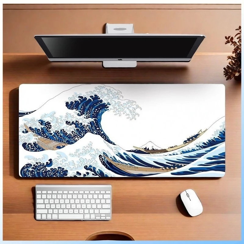 แผ่นรองเมาส์ ขนาด Mouse pad แผ่นรองเมาส์แบบสปีด รูปแบบคลื่น แผ่นรองเมาส์ สีดำล้วน ขนาดใหญ่ วางเต็มโต๊ะ จัมโบ้ ขนาด