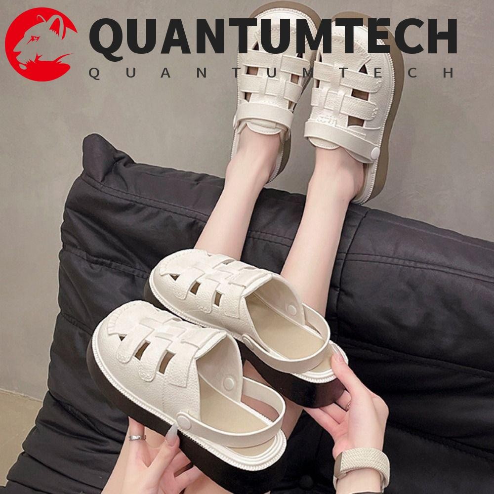 QUANTUMTECH รองเท้าแตะโรมัน, Sweet Sole เพิ่มรองเท้าแตะแบบคลุมนิ้วเท้า, รองเท้าลําลอง Gladiator สบาย PU Waved Hollow รองเท้าแตะแบนฤดูร้อน