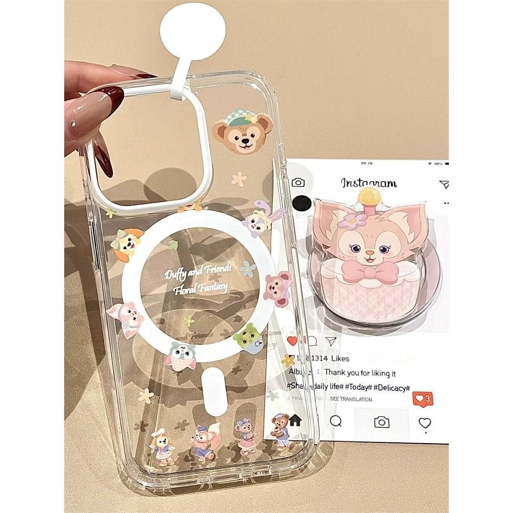 Duffy Bear ขาตั้งแม่เหล็กเคสโทรศัพท์เหมาะสําหรับ iPhone16 15 14 13 11 12Promax 11Promax 12Pro 14plus 15Promax YNFK