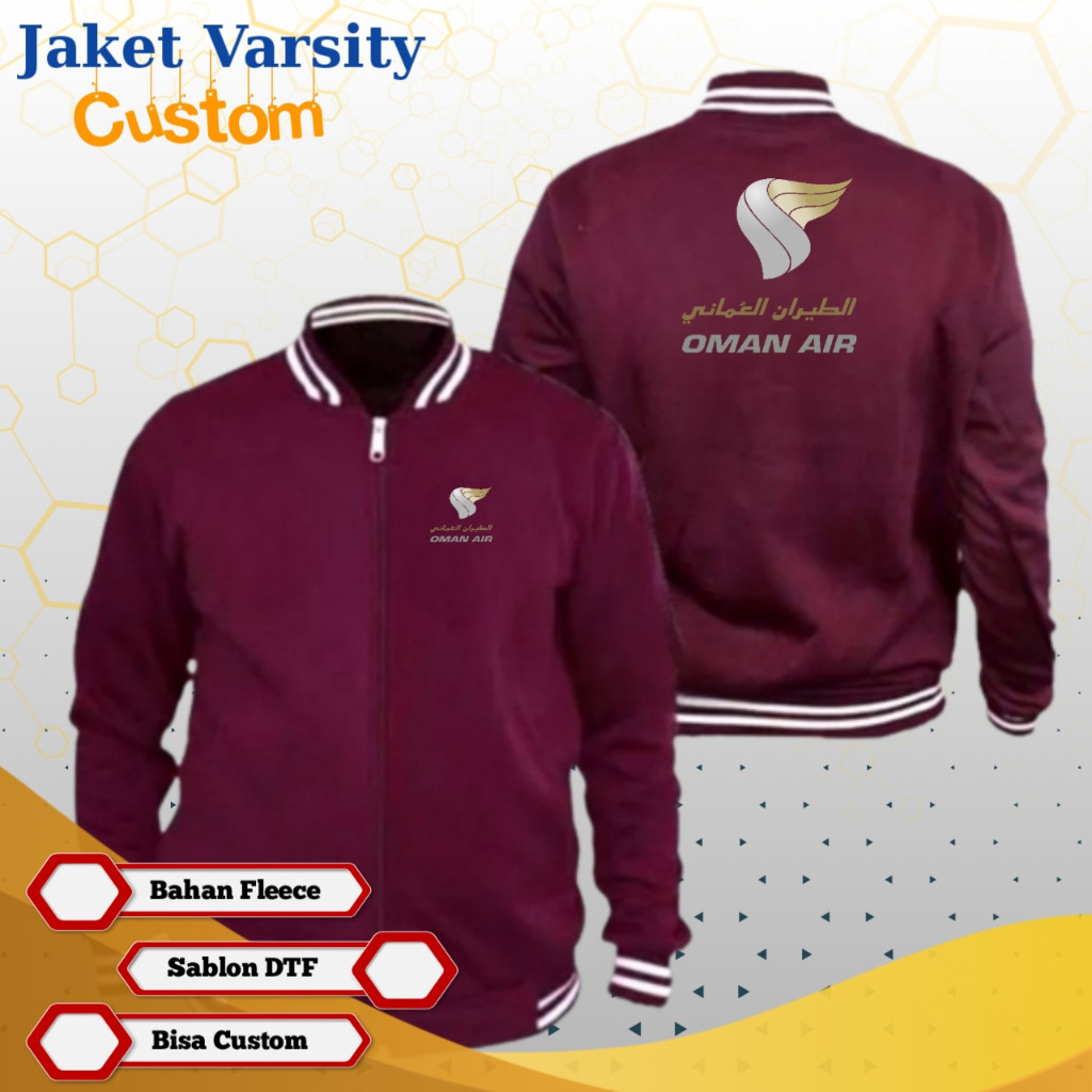 Oman Air Merchandise Jacket MS20 Maskapai Jacket Custom Varsity Jacket