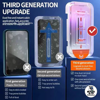 ทำความสะอาดฝุ่นโดยอัตโนมัติ ฟิล์มกระจก iphone สำหรับ11 15 14 16 Pro Max ติดง่าย แบบเต็มจอ HD 13/12/15plus/8/7plus/XR XS
