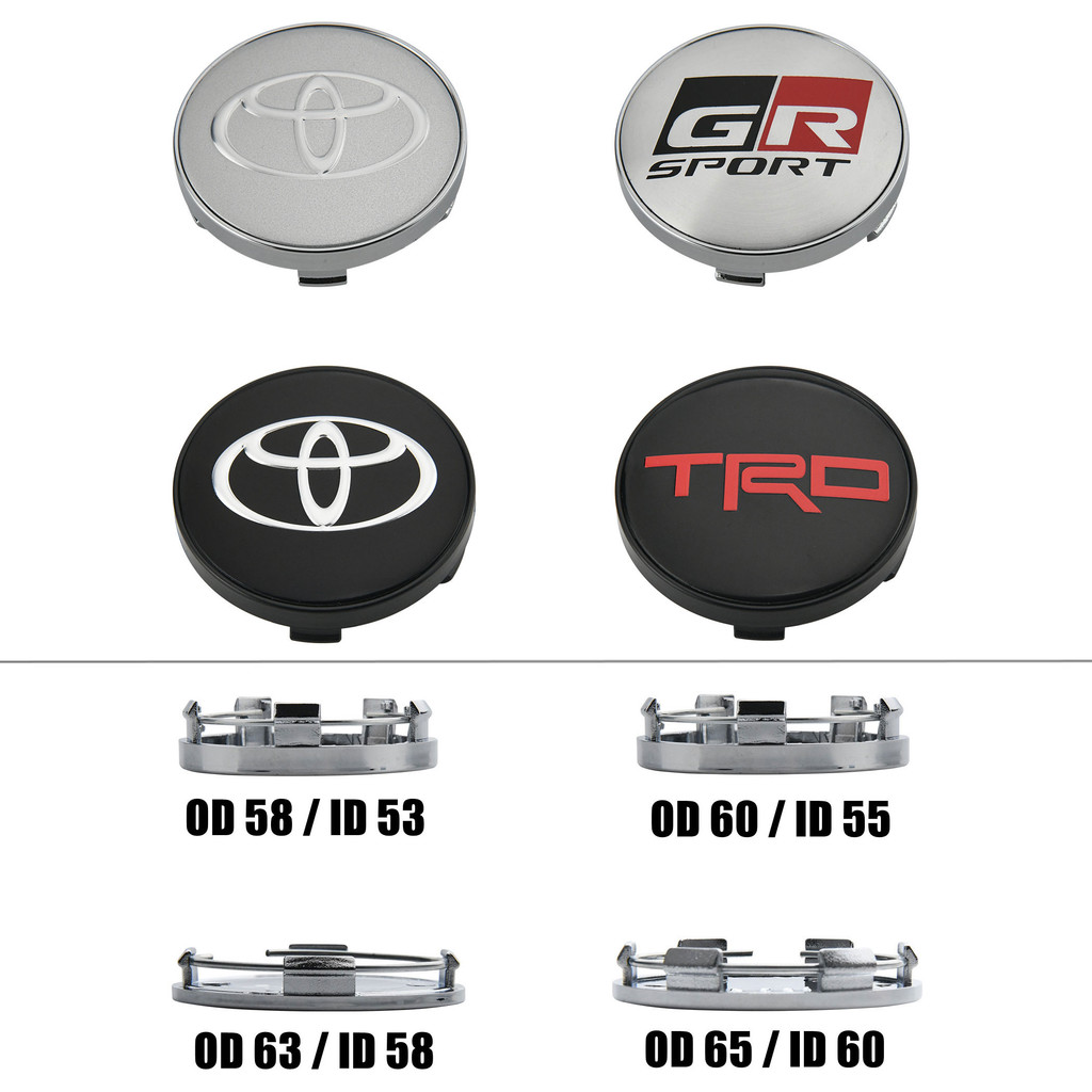 4ตัว 58มม ฝาครอบล้อ โตโยต้า ฝาปิดดุมล้อ 60มม ฝาครอบดุมล้อ toyota trd gr 63มม ฝาดุมล้อ 65มม