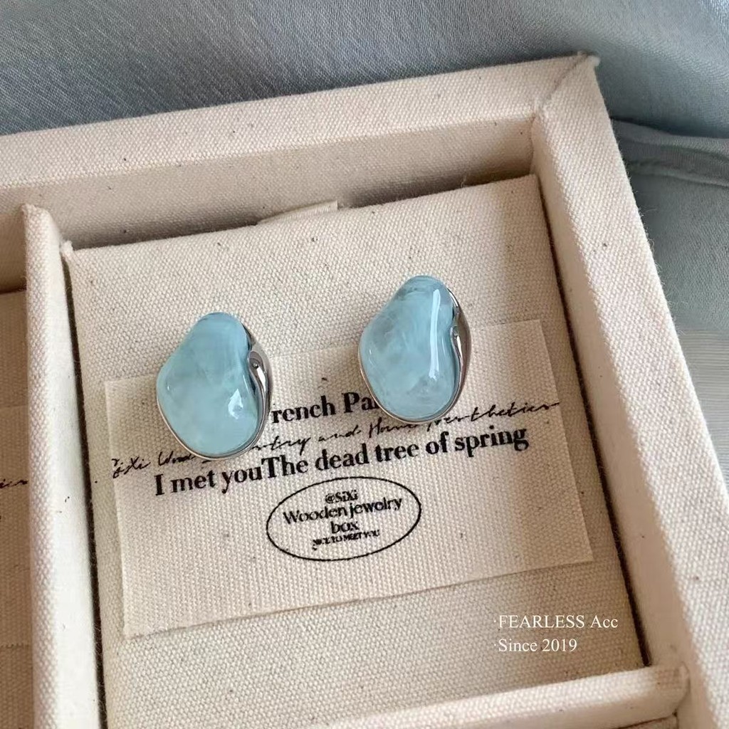 Mint Blue ต่างหูรูปร่างไม่สม่ําเสมอสําหรับผู้หญิงเรขาคณิต Niche Design ต่างหู 2025 ใหม่ ราคา ถูกที่สุด ดีลบีเคเค แกลเลอรีภาพที่ 8