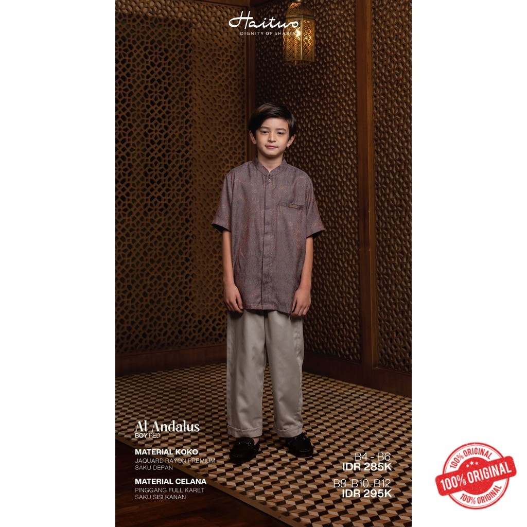 Al Andalus Boy Haitwo เสื้อเชิ้ตแขนสั้น Koko สําหรับเด็กผู้ชายวัสดุเรยอนระดับพรีเมียม