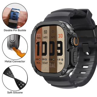 Band + กรณีกีฬาสายรัดซิลิโคน TPU + PC ฝาครอบกันชนสําหรับ Apple Watch Ultra 2 49 มม.42 44 45 46 มม. iWatch Series10/8/7/SE/6/5