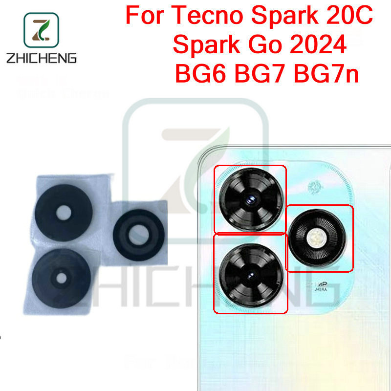 สําหรับ Tecno Spark 20C Spark Go 2024 BG6 BG7 BG7n ด้านหลังกล้องเลนส์เปลี่ยน