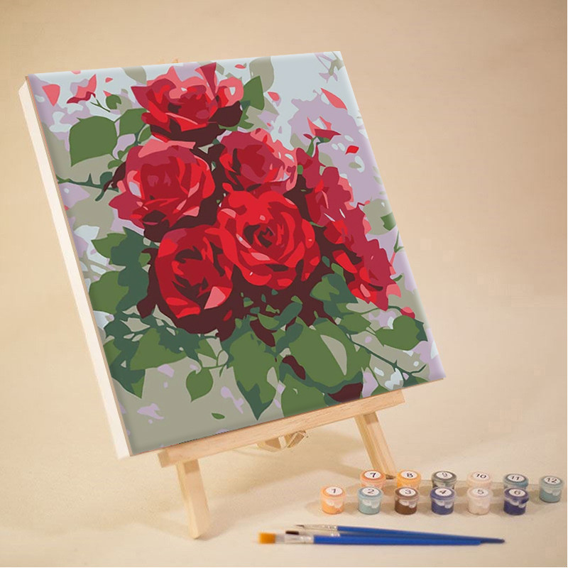 [พร้อมกรอบ]DIYระบายสีตามตัวเลข 20*20ซม.Paint by Numbers ดอกไม้ภาพวาดอะคริลิก การวาดภาพดิจิตอล ของขวัญ ส่งมอบทันที - รูปที่ 2