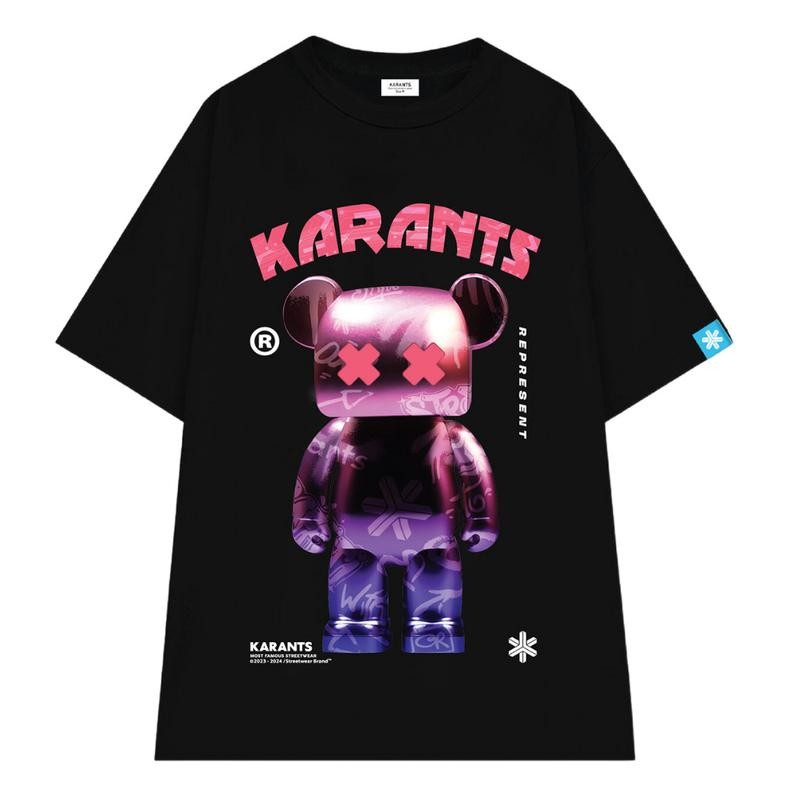 Karants เสื้อยืด Oversize Cotton สีดำ ไม่ยืด ไม่ย้วย ไม่ต้องรีด เสื้อยืดผู้ชาย ผู้หญิง - KR44