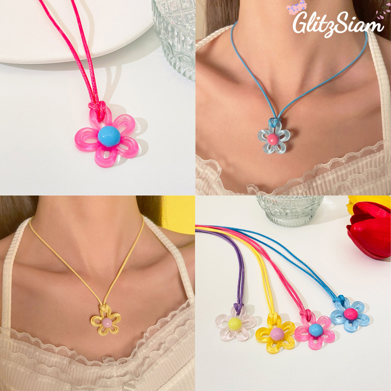 GlitzSiam🌸สร้อยคอดอกไม้แฮนด์เมด🌸 สร้อยคอแนวสร้างสรรค์สำหรับผู้หญิง🍁 สดชื่นและอเนกประสงค์ บุคลิกภาพและแฟชั่น ราคาถูก.