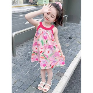 🎆🎆ชุดเจ้าหญิงน่ารักทันสมัย เดรสเด็กผู้หญิง ลายดอกไม้ทรงเอ แฟ…