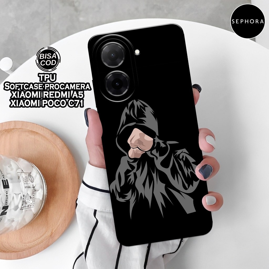 HP เคส Xiaomi Redmi A5 4G 2025 ล่าสุด - เคสแฟชั่นสีดํา - เคส Xiaomi Redmi A5 Softcase - เคสกล้อง Pro