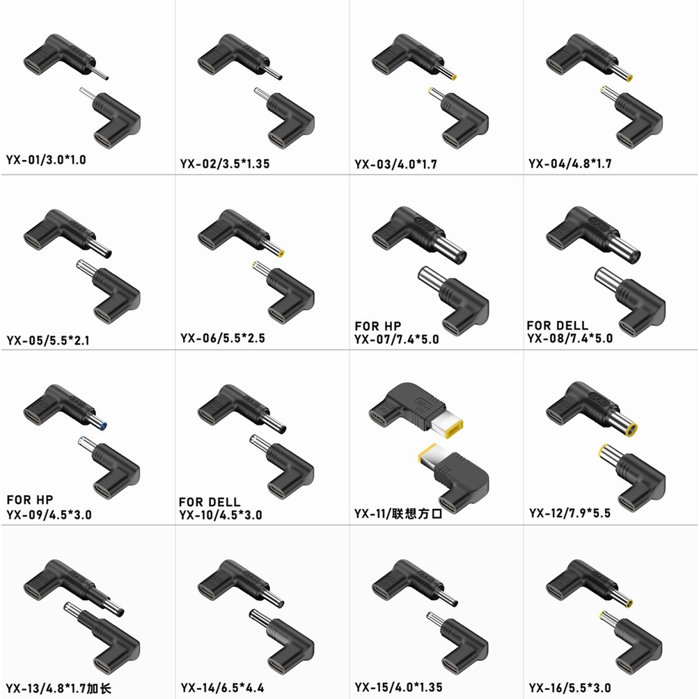 USB-C 100W Type-C PD ถึง 7.4x5.0 4.5x3.0 4.8x1.7 4.0x1.35 5.5x2.5 5.5x1.7 3.0x1.1 DC แจ็คอะแดปเตอร์ส