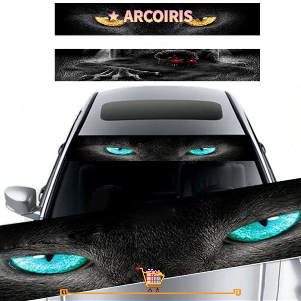 ARCOIRIS รถด้านหน้ากระจกสติกเกอร์รถจัดแต่งทรงผมรถยนต์ Cat Eye สติกเกอร์การ์ตูน Creative Scratch Marks ไฟหน้า Decal