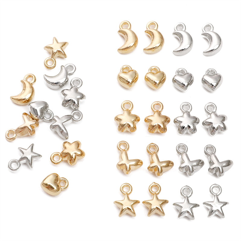 30ชิ้นพลาสติกซีซีบีจี้ไขมันผีเสื้อจี้ดาวห้าแฉกรักจี้ดวงจันทร์ดอกไม้จี้ ทําเอง สร้อยคออุปกรณ์เครื่องประดับ