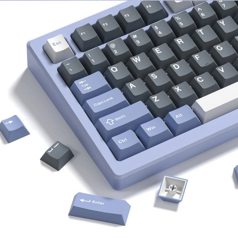 138 Keys Grey Purple PBT Keycaps Cherry Profile Double Shot for Mechanical Gamer Keyboard For GK61 A