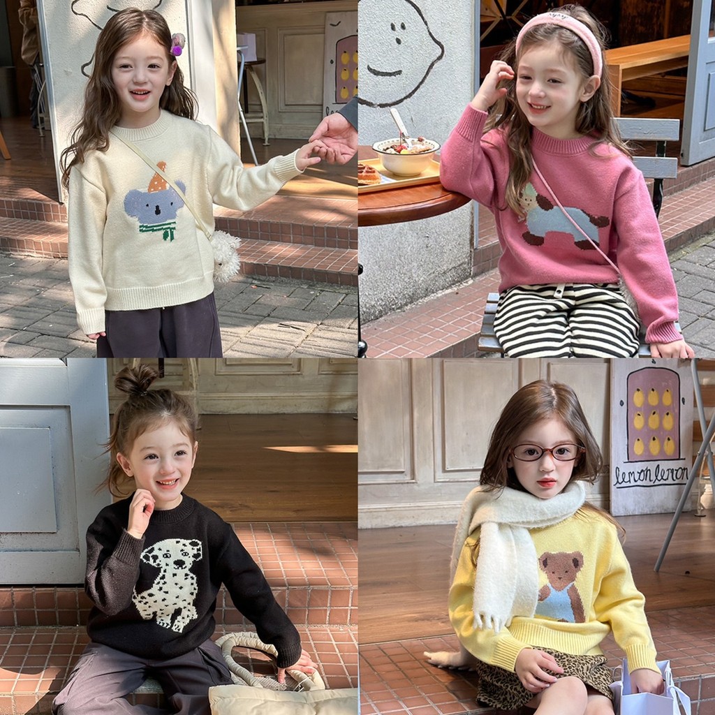 PRETTY BABY พร้อมส่ง เสื้อแขนยาวเด็กผู้หญิง เสื้อไหมพรม ลายน้องสัตว์ (1416)