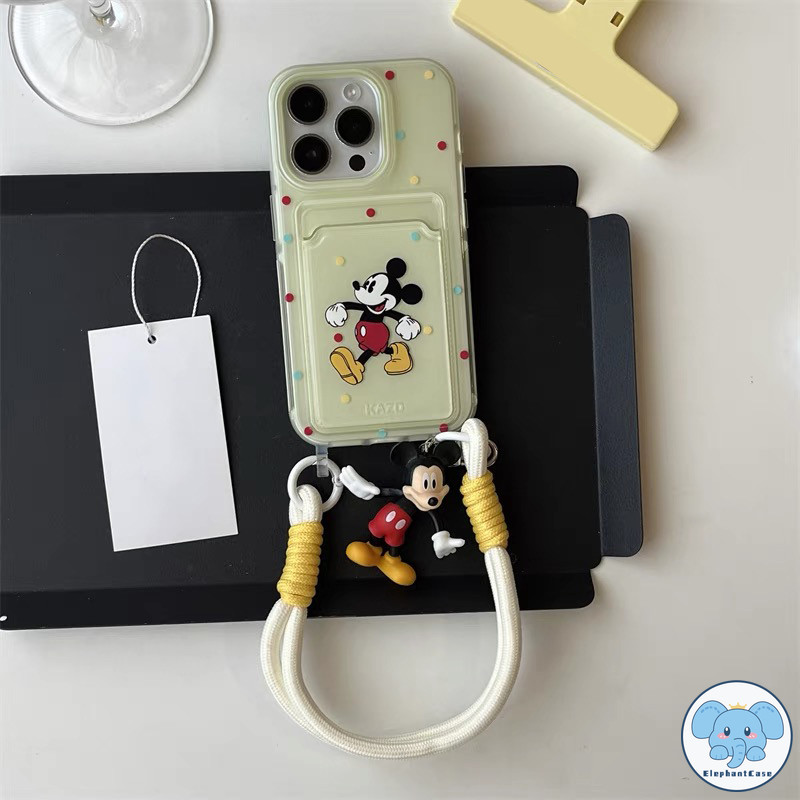 มิกกี้เมาส์น่ารักเข้ากันได้เคสไอโฟน 13 11 16 XR 15 14 12 Pro Max 7 8Plus X XS Max SE 2020 จุดกลมเป๋าสตางค์บัตรเคส