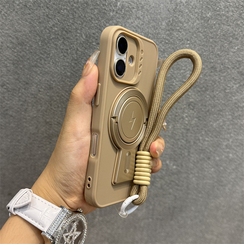 พร้อมเชือกเส้นเล็กLuxury Y Design Magnetic Bracket Matteเคสโทรศัพท์สําหรับIPhone 16 15 14 13 12 11 Pro Max PlusกันกระแทกสูงAnกล้องป้องกันกรณีIPhone 16 คลุมทั้งหมด