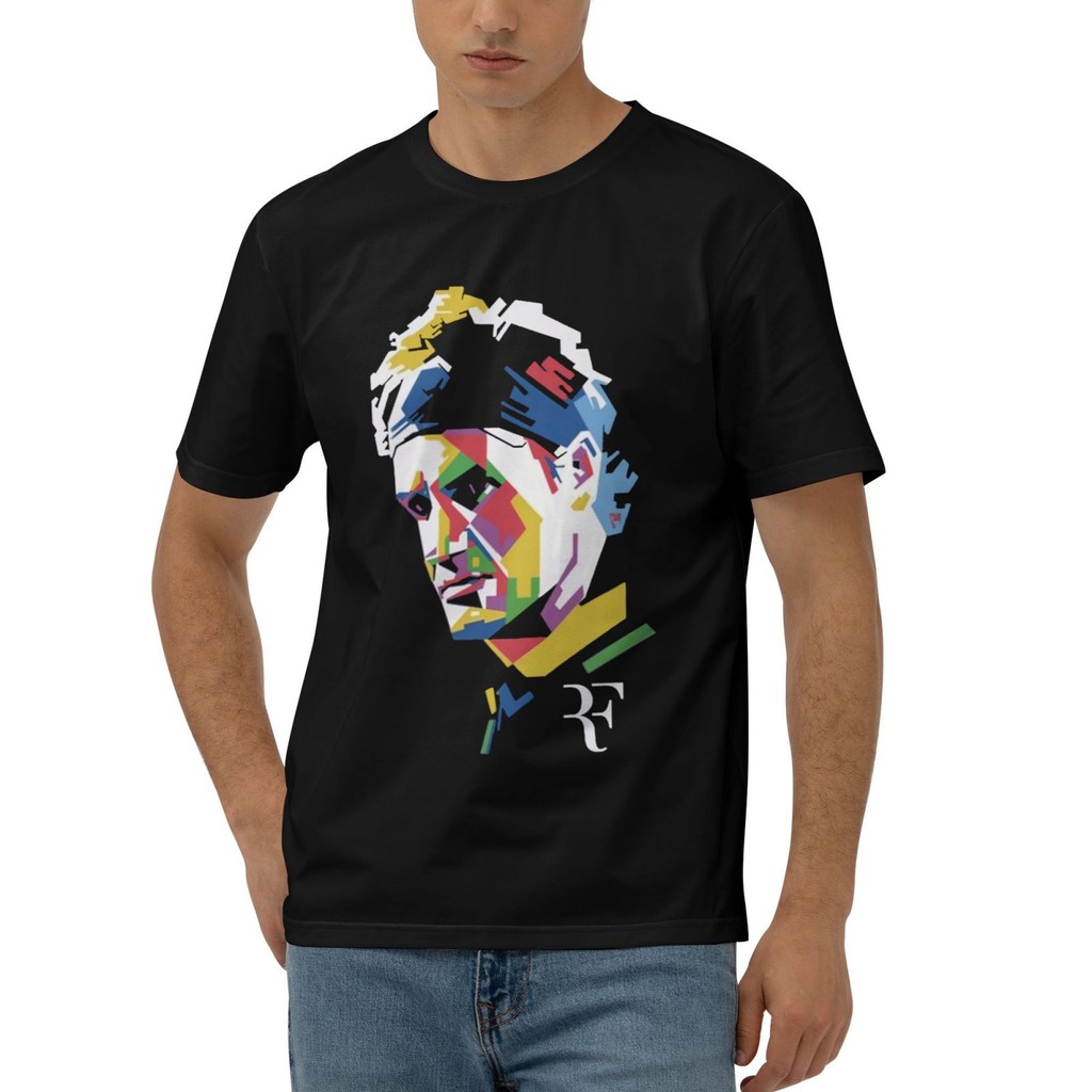 เสื้อยืดผ้าฝ้าย Roger Federer Face Tennis Rf