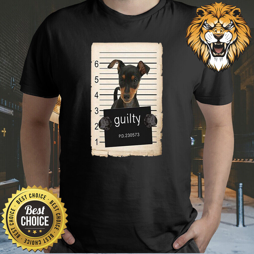 Miniature Doberman Pinscher Dog Mug Shot Bad Dog Shirt Q4702