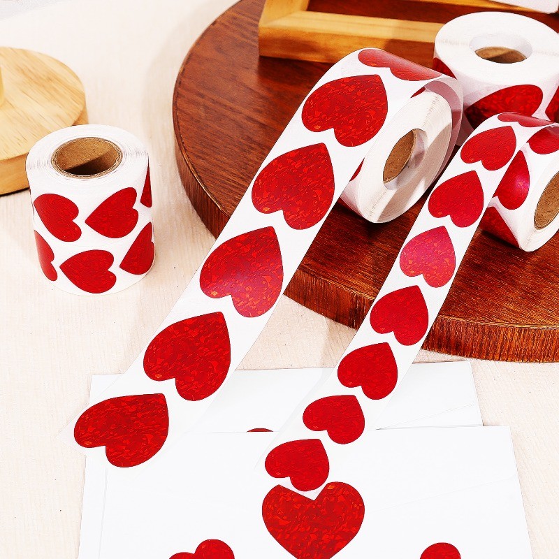 500ชิ้นประกายหัวใจสติ๊กเกอร์-สีแดงรักสมุดสติกเกอร์กาว-วันวาเลนไทน์งานแต่งงานกล่องของขวัญป้ายบรรจุภัณฑ์ - รูปที่ 5