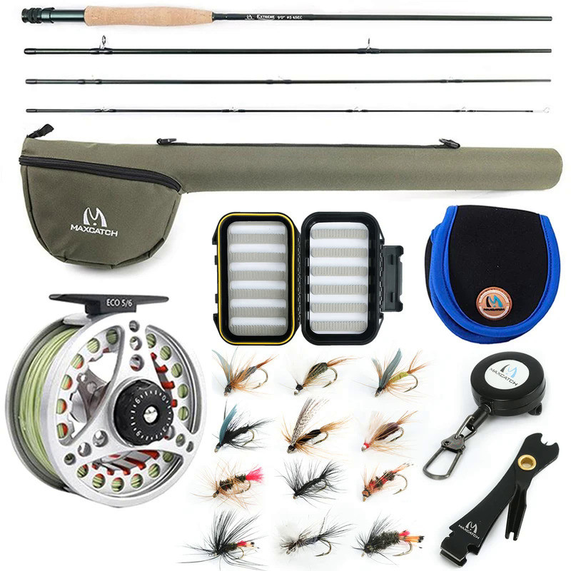 Maximumcatch 3-8WT Fly Fishing Rod และ Reel Combo ชุด8'6''/9 'ปานกลาง Fly Rod Pre-spooled Fly Reel &