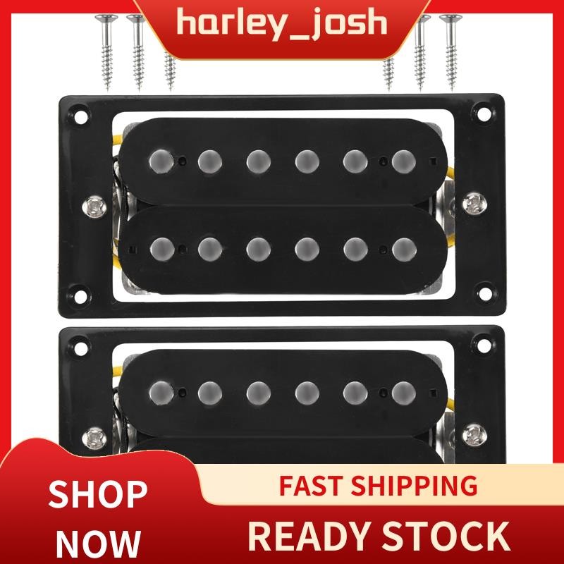 harley_josh 2pcs(1 ชุด) Black Humbucker Double Coil ปิ๊กอัพกีตาร์ไฟฟ้า + สกรูกรอบ