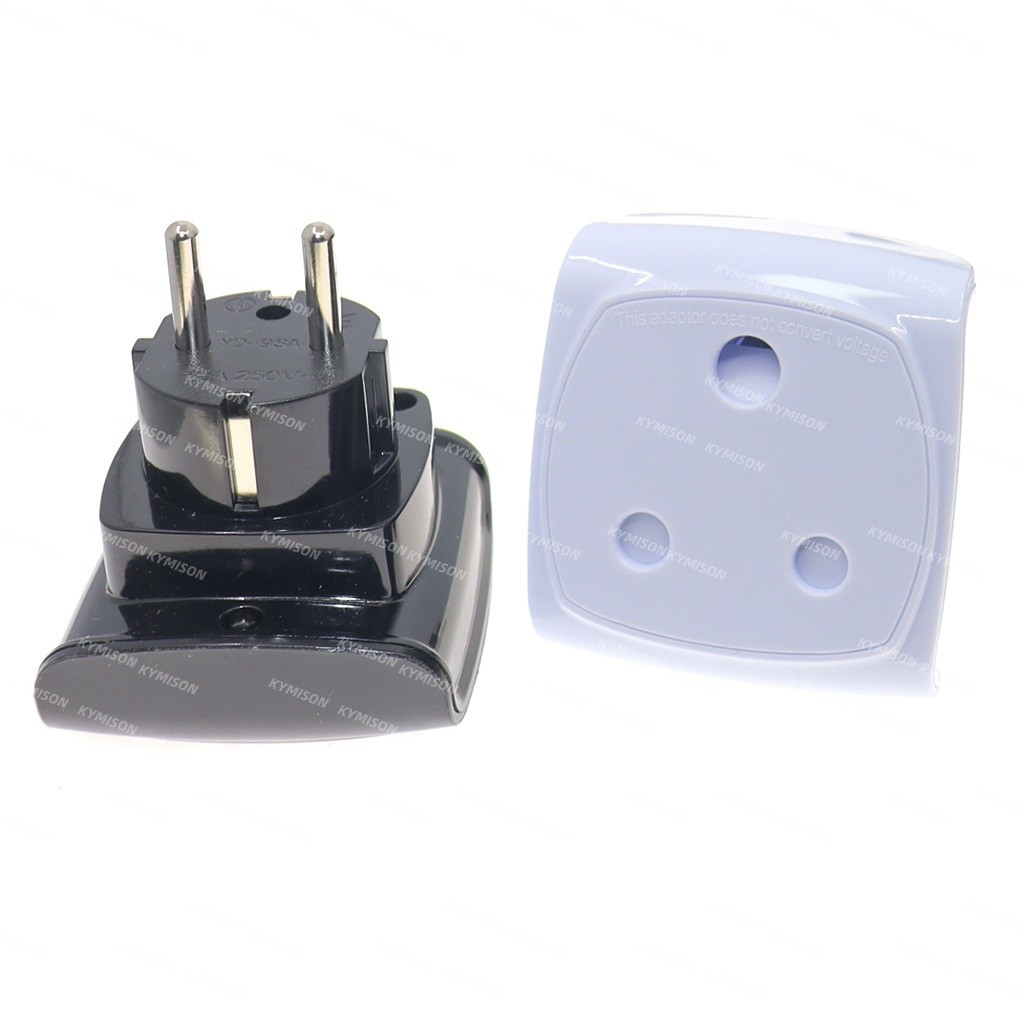 ขนาดใหญ่ South African to EU ยุโรป 4.8 มม. pins Plug Travel Adapter Converter 16A South Africa AC Power Outlet Socket Connector