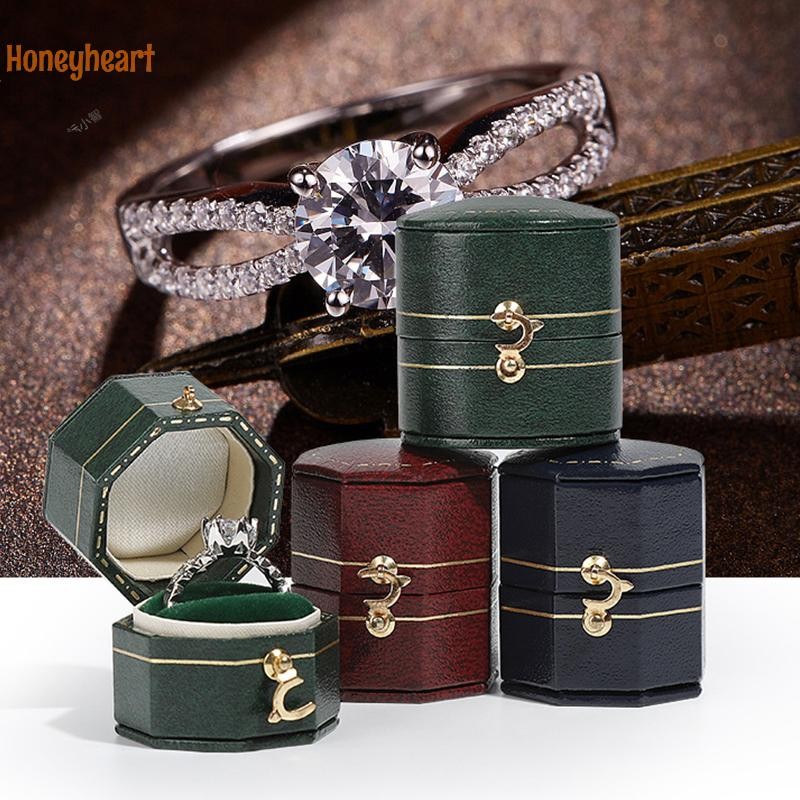<Honeyheart> Vintage Portable Ring Box ประณีตแฟชั่นเครื่องประดับระดับไฮเอนด์ Shoog Props Light กล่องเครื่องประดับหมั้นแหวนกล่อง