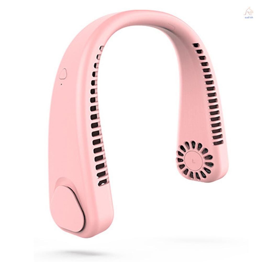 A2ho)พัดลมคล้องคอแบบพกพา Bladeless Fan 360°Cooling Airflow USB ชาร์จ Bladeless Mini พัดลม 3 ความเร็ว