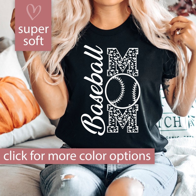 Baseball Mom Shirt for Mom, Baseball TShirt for Women, Baseball Shirt, Leopard Baseball Mom T-shirt 
