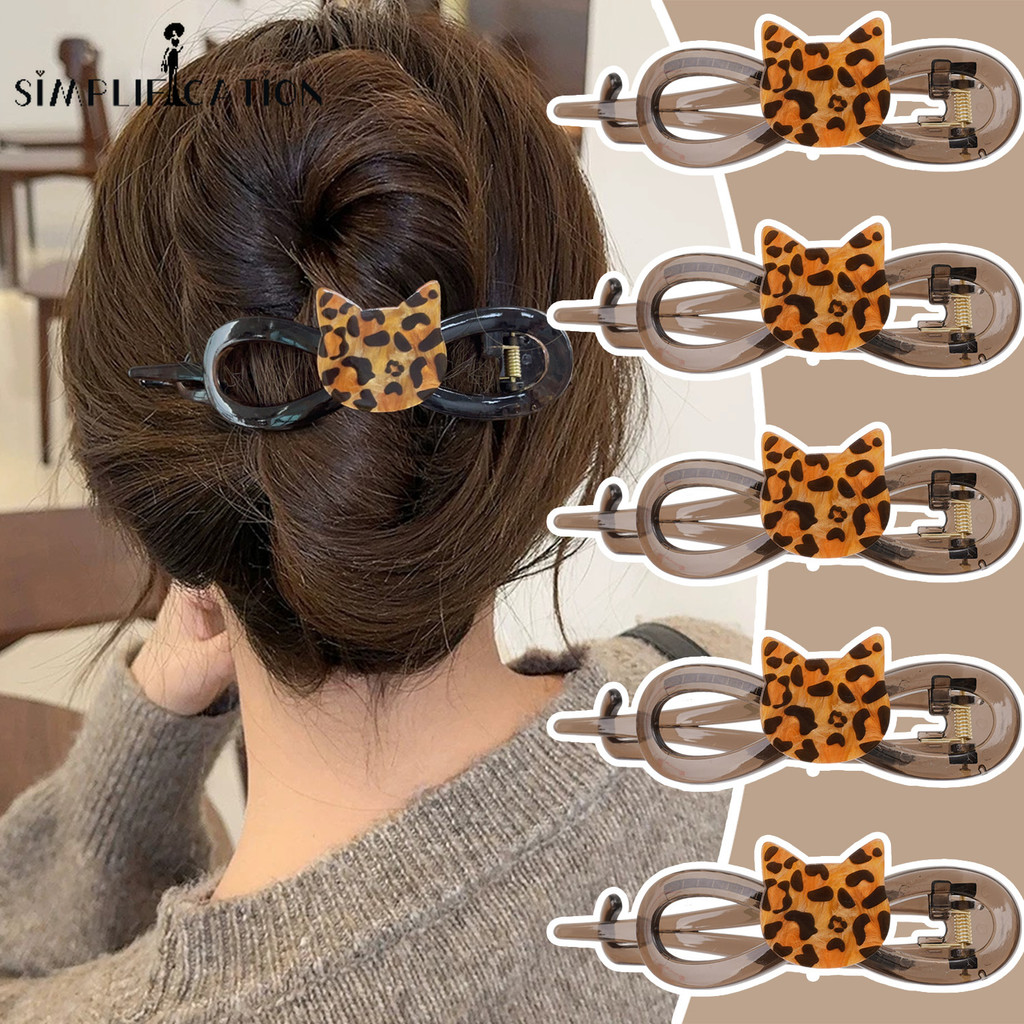 เกาหลีเสือดาวพิมพ์ลูกแมวtwistคลิปผม-หนังประณีตbowknotพลาสติกhairpin-ผู้หญิงvintage Elegantอุปกรณ์เสริม