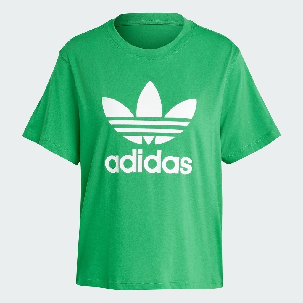 adidas ไลฟ์สไตล์ เสื้อยืดทรงบ็อกซี Adicolor Trefoil ผู้หญิง สีเขียว IY4691
