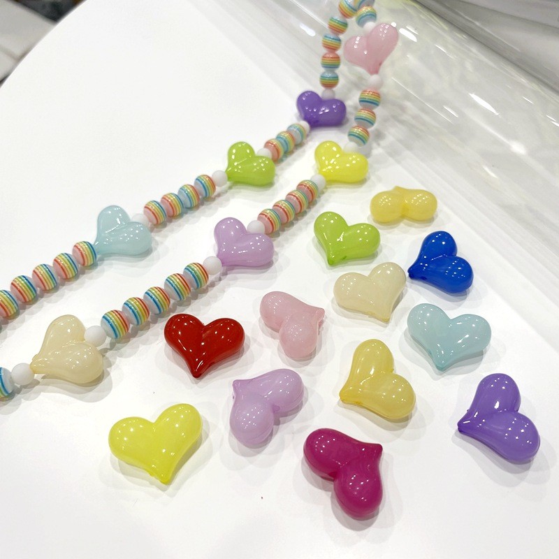20ชิ้น22*17*9มิลลิเมตรพีชหัวใจลูกปัด ทําเอง มาการอง สีสร้อยคอเครื่องประดับทําอุปกรณ์วัสดุที่ทําด้วยมือ
